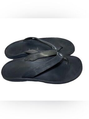 OluKai Ohana Sandals Womens Size 11 Black Flip Flops Thong Comfort Summer